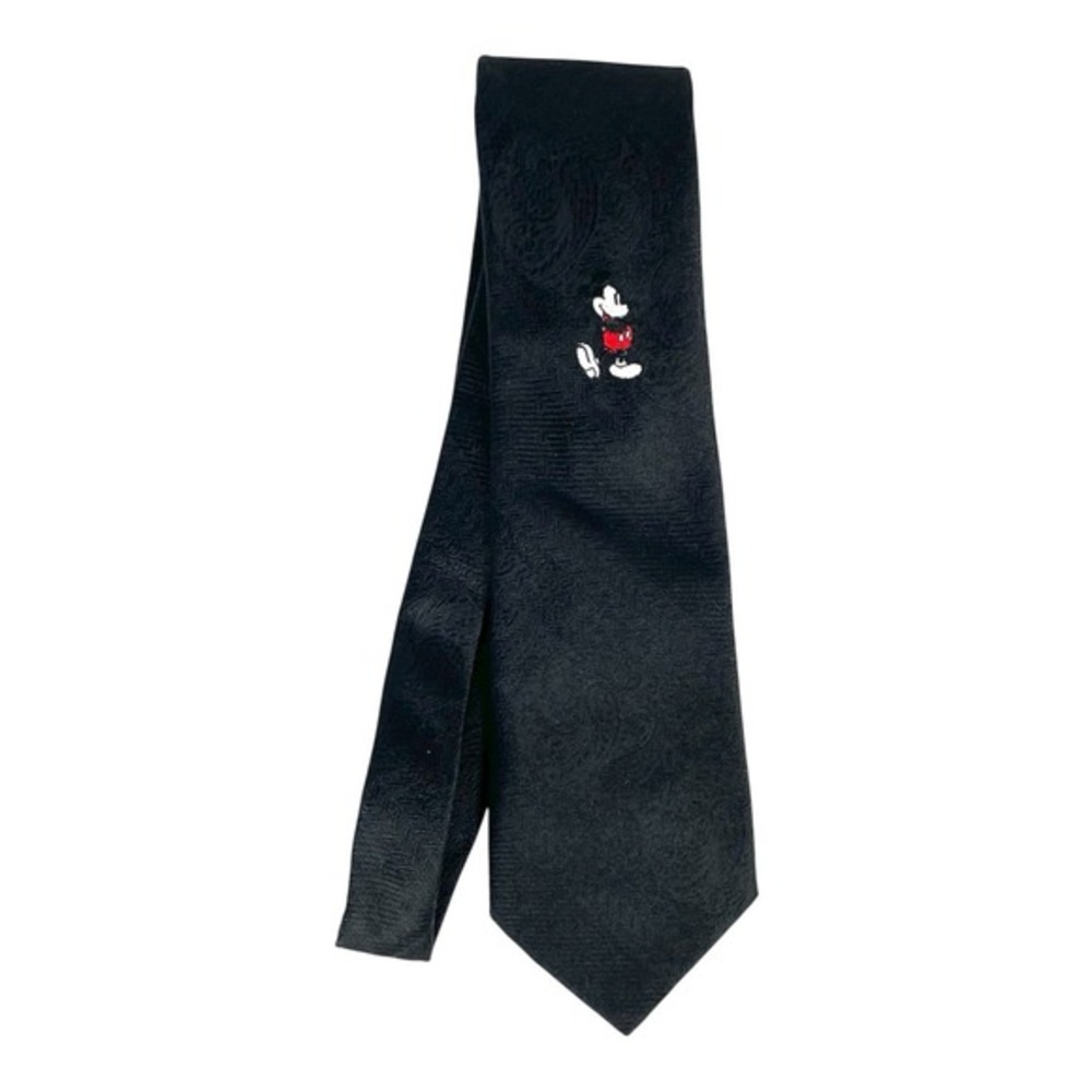 Vintage Mickey Mouse Black Necktie Disney Cervantes USA Polyester
